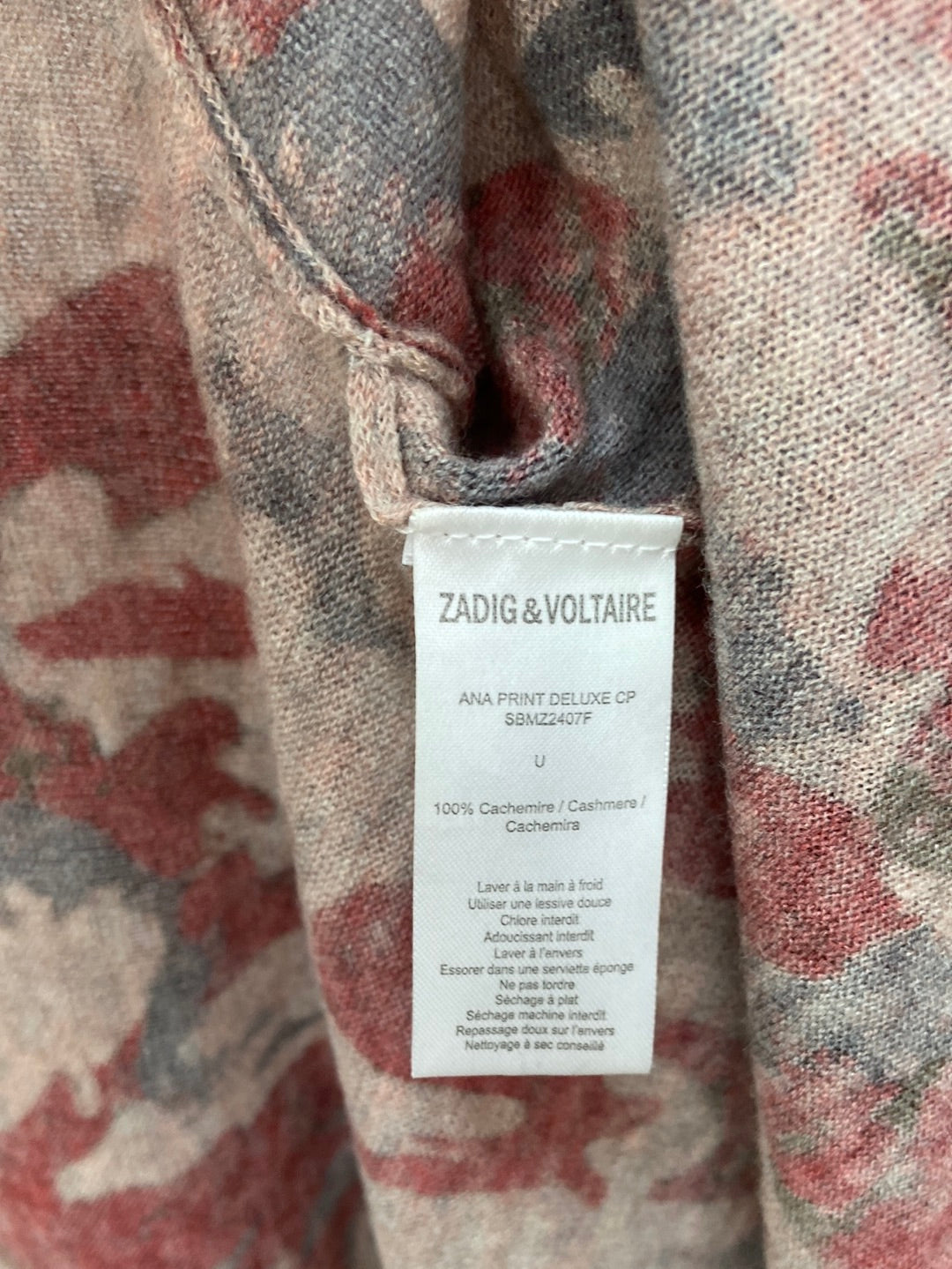 ZADIG&VOLTAIRE.Chaqueta cashemere asimétrica estampada TU(m)