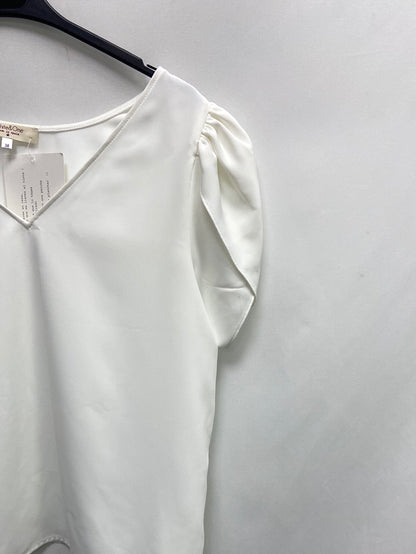 WHITE&ONE.Blusa blanca manga corta T.38 (Tara)