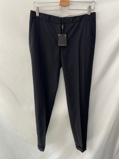 MASSIMO DUTTI.Pantalones pinza traje rayas monocromático T.38