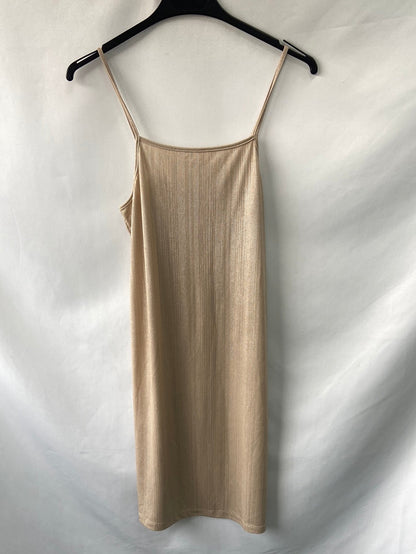 ZARA.Vestido nude brillante T.s