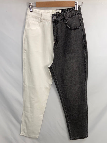 BASYCO.Pantalones denim bicolor T 34