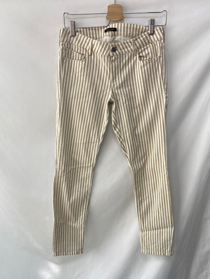 MASSIMO DUTTI.Pantalones pitillo rayas T.36