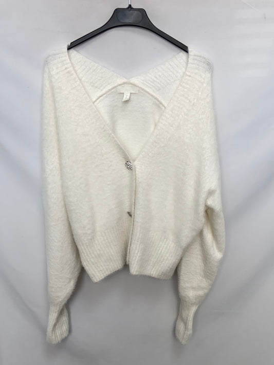 H&M.Chaqueta blanca pelito botones joya T.zs