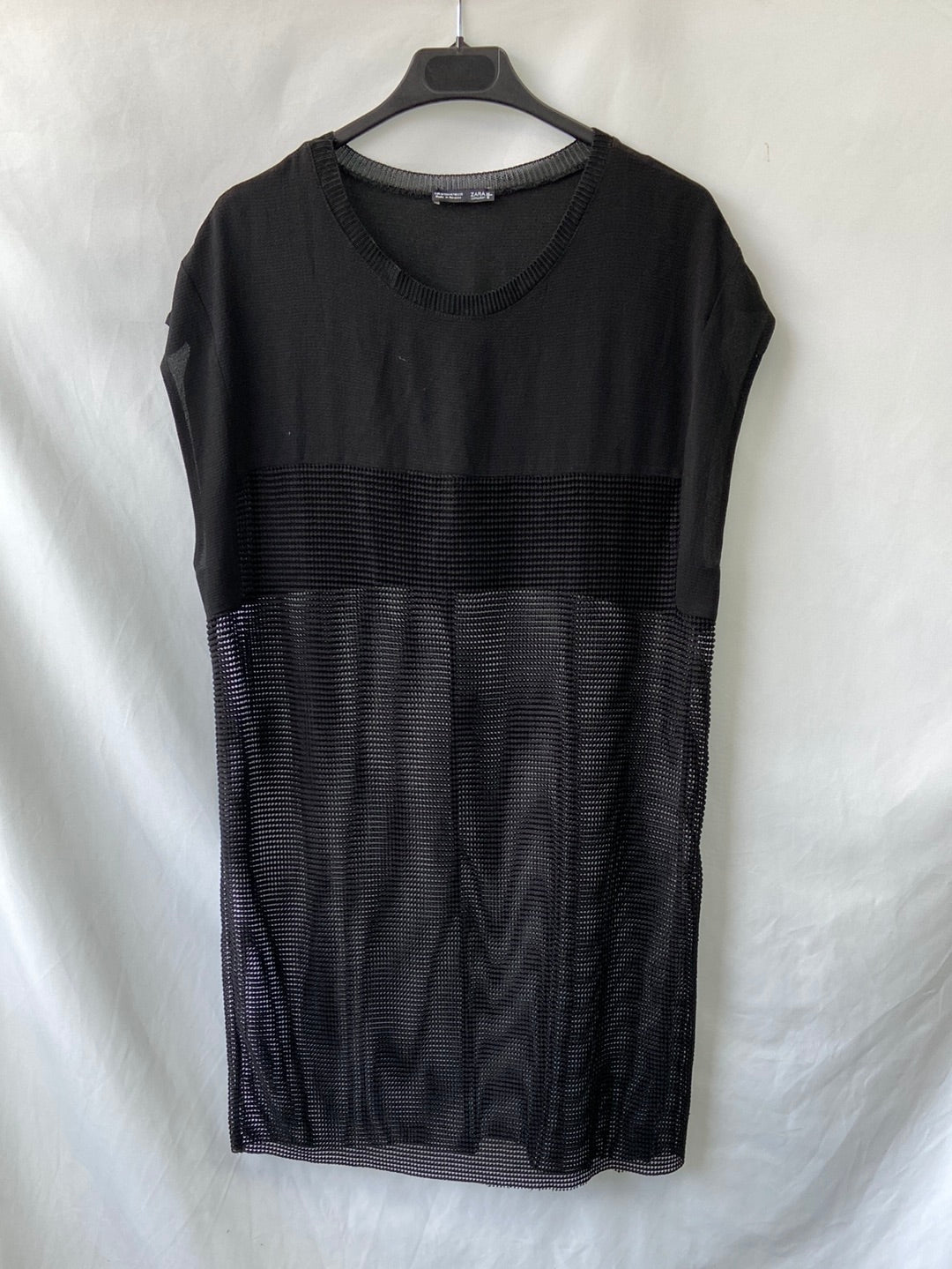 ZARA.Vestido negro transparente T.M