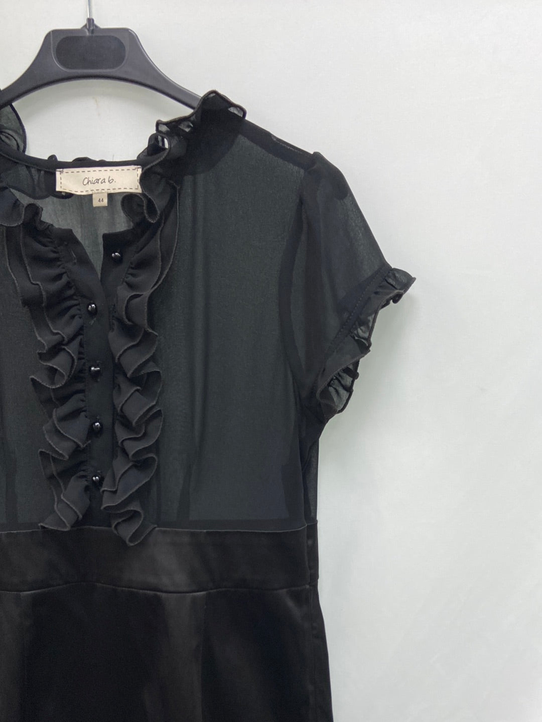 CHIARA B.Vestido negro doble textura T.44 (s)