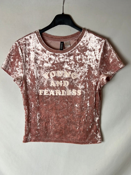 H&M. Top terciopelo rosa. T M