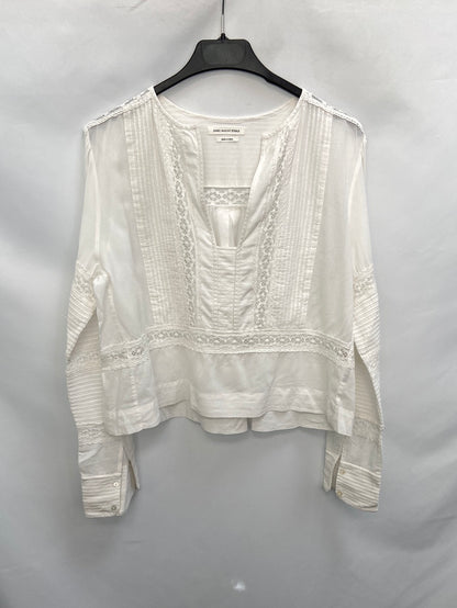 ISABEL MARANT ÉTOILE. Blusa blanca troquelada T.s