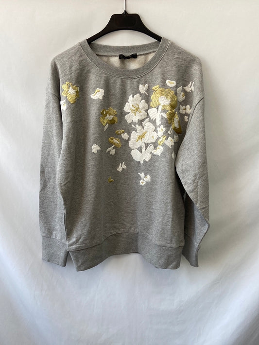 J CREW. Sudadera gris sin capucha bordado dorado T. m