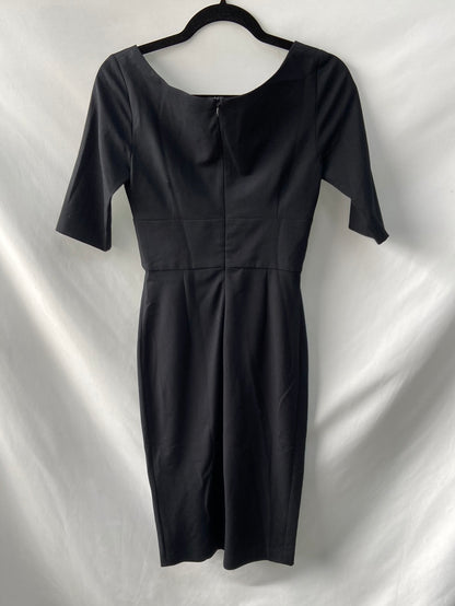 ZARA.Vestido midi negro arreglado T.s