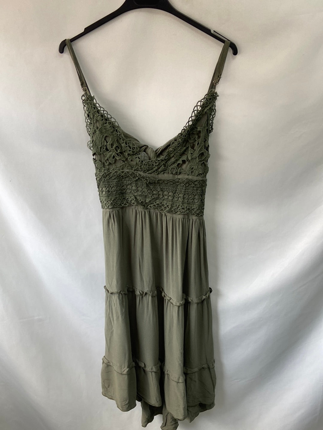 ZAFUL. Vestido verde croché T. S