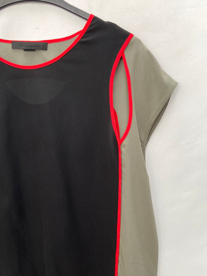 ALEXANDER WANG.Blusa seda tricolor T.s