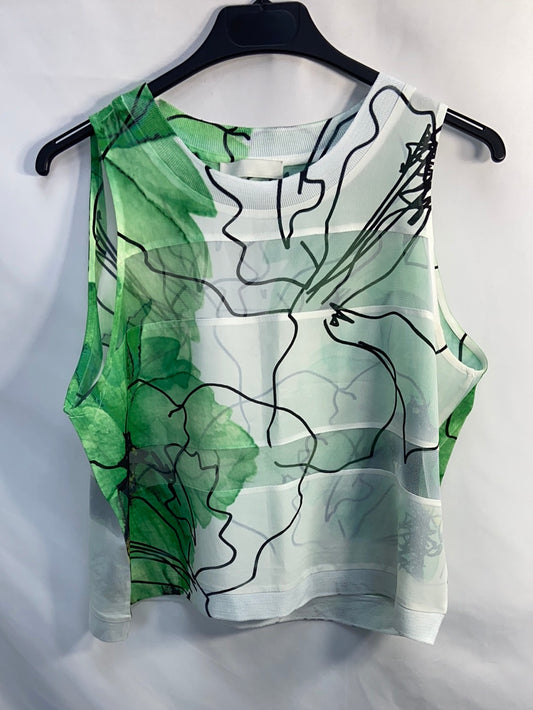 ZARA.Top verde y blanco doble textura T.L