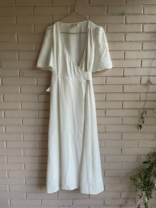 SÉZANE.Vestido midi blanco cruzado T.36