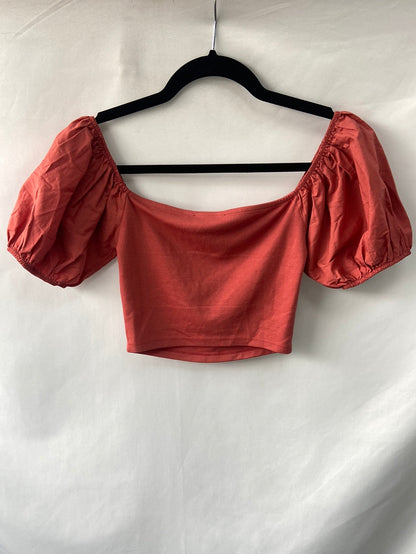 ZARA.Croptop teja mangas abullonadas T.s (Tara)