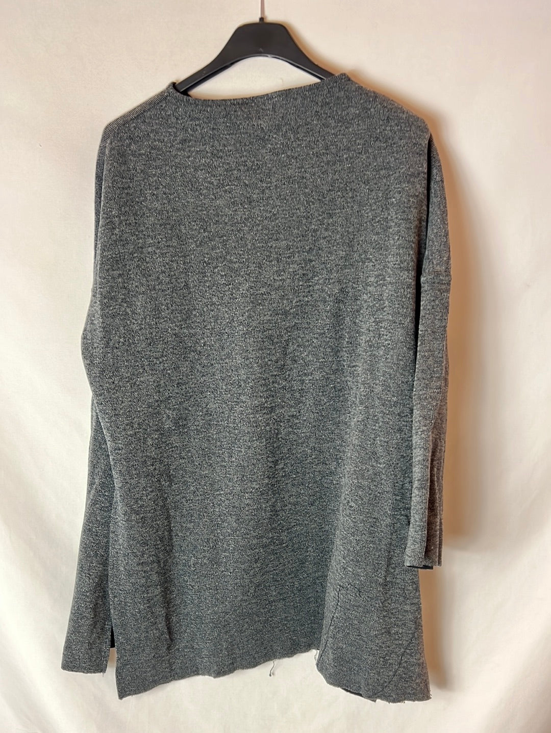 ZARA. Jersey gris aperturas T.s