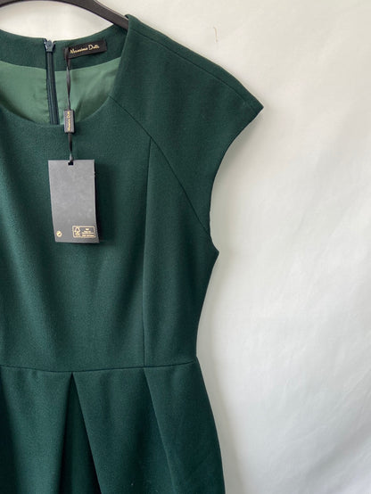 MASSIMO DUTTI.Vestido verde botella T.36