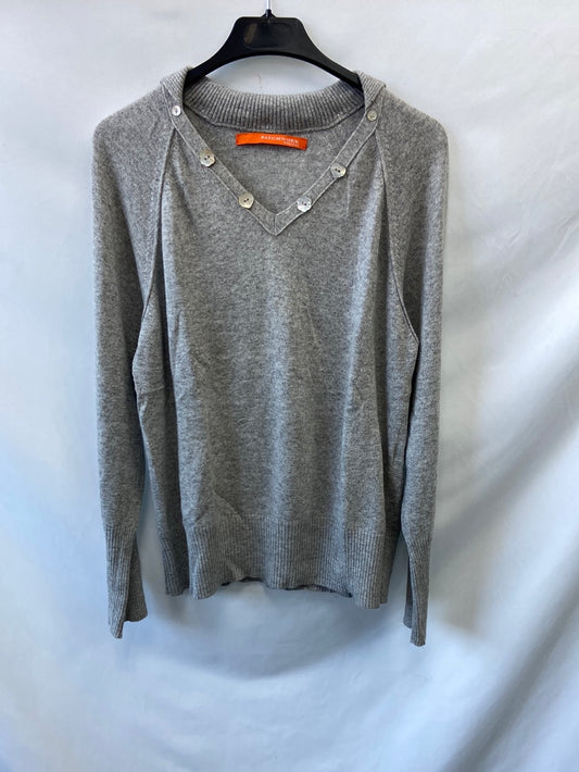 PATCHWORK.Jersey gris cuello botones T.XL