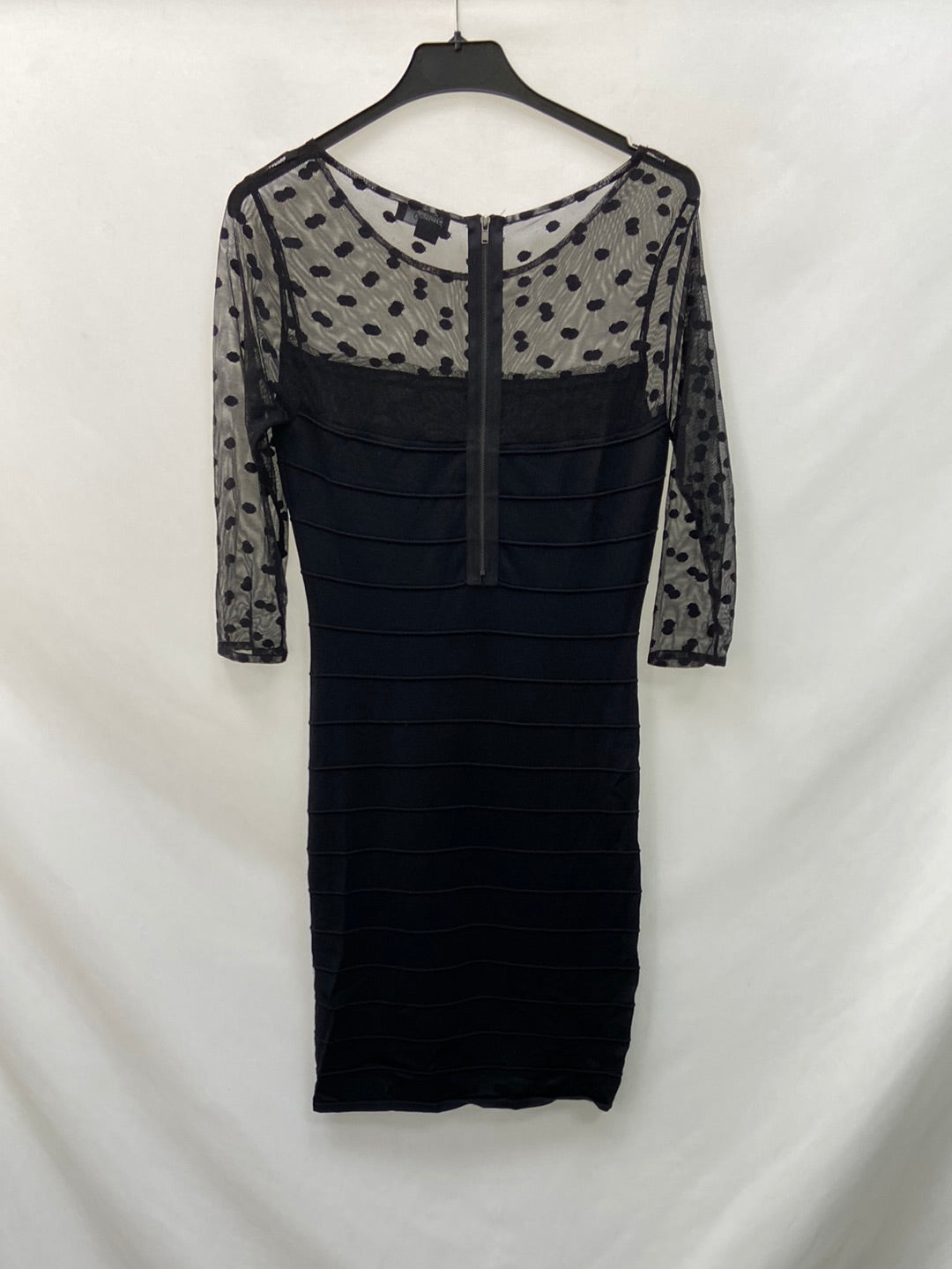 BLANCO.Vestido negro doble textura T.s