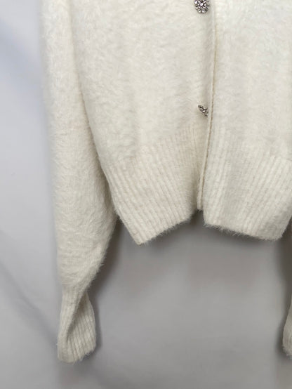 H&M.Chaqueta blanca pelito botones joya T.zs