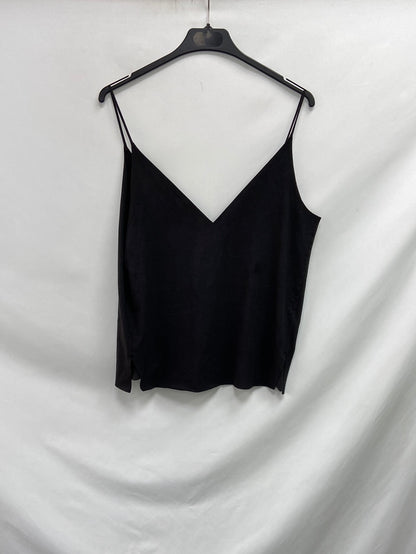 ZARA.Top negro lencero antelina T.M