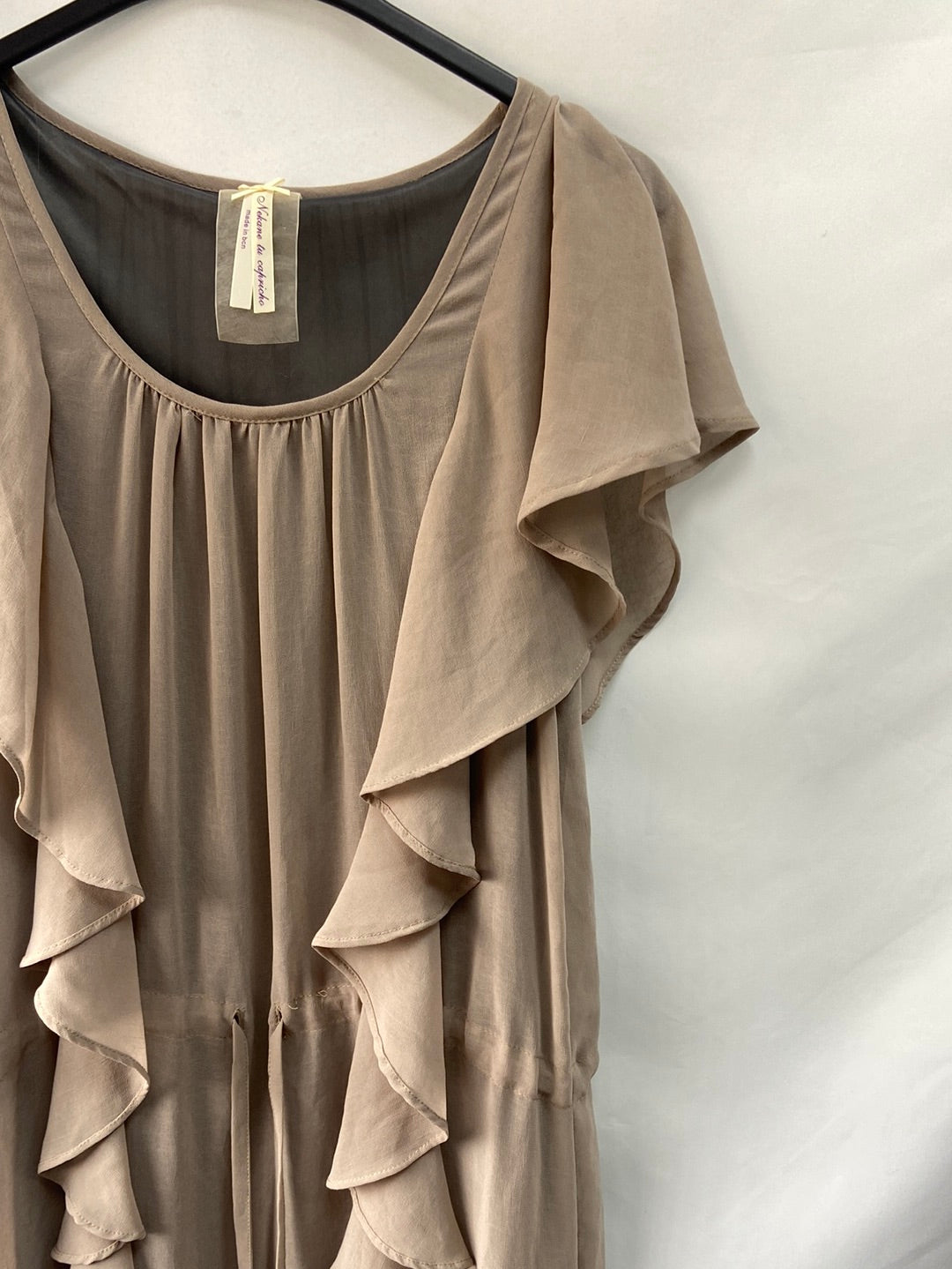 NEKANE.Vestido nude volantes T.m