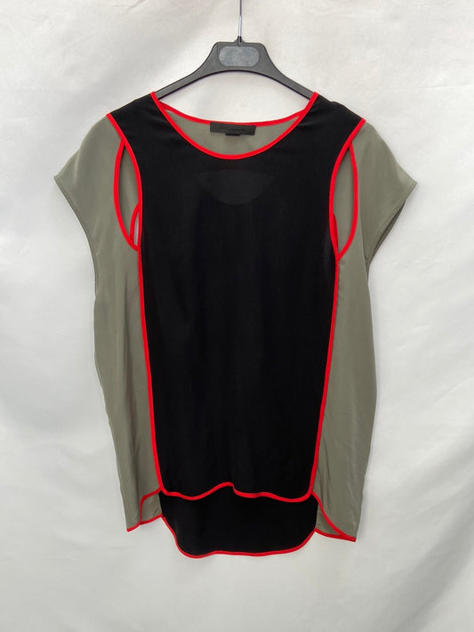 ALEXANDER WANG.Blusa seda tricolor T.s