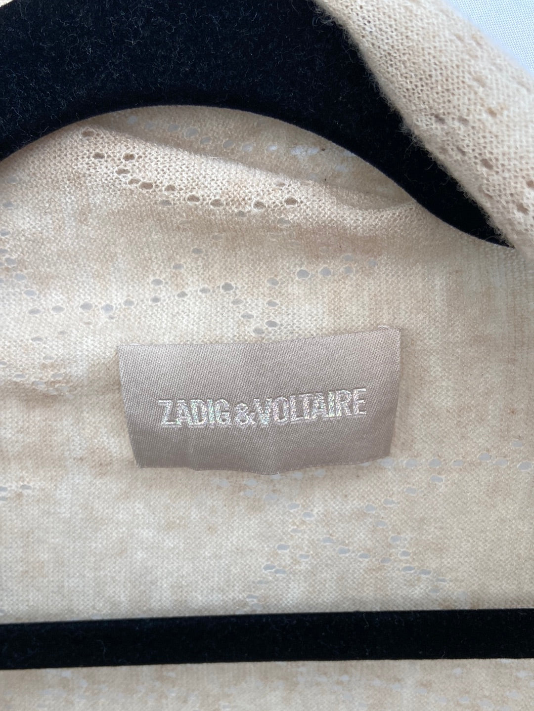 ZADIG&VOLTAIRE.Chaqueta cashemere asimétrica beige troquelada TU(m)