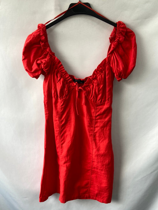 BERSHKA.Vestido mini rojo Lino T.s