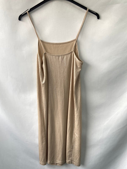 ZARA.Vestido nude brillante T.s