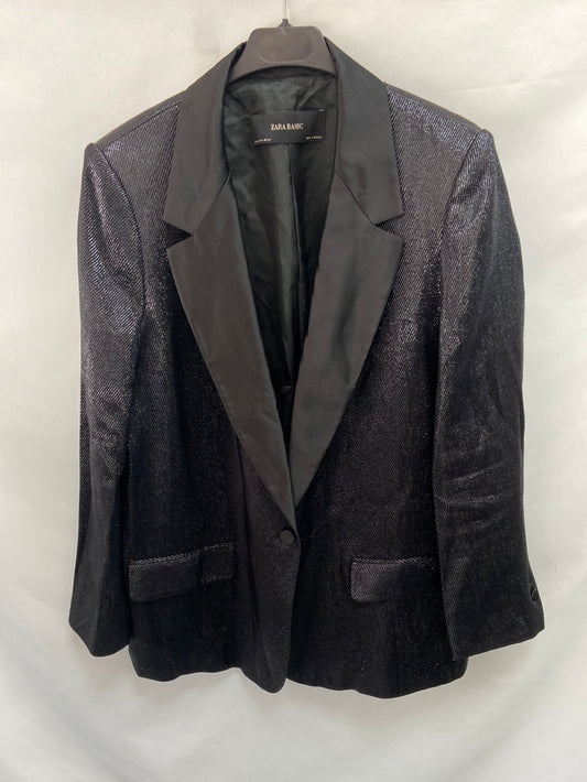 ZARA. Blazer hilos plata satinada T.xl