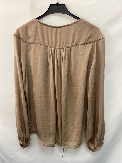 MANGO. Blusa beige cuerdas T.m