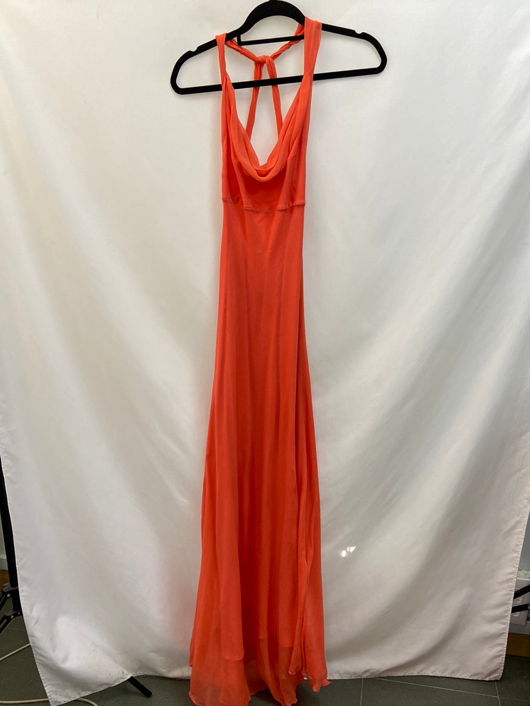 ETXART&PANNO.Vestido largo seda coral T.s