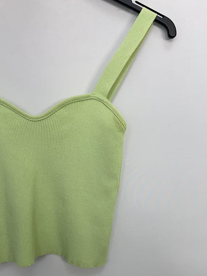 ZARA.Croptop verde de punto T. S