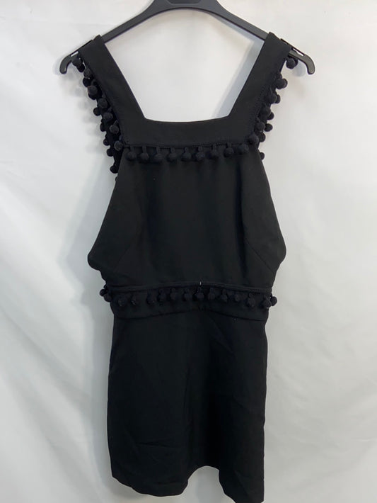 ZARA.Vestido negro borlas T.XS