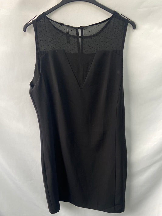 MANGO. Vestido negro hombros plumeti T.l