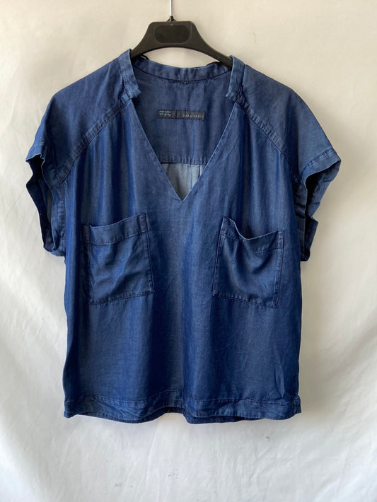 ZARA.Camiseta denim fluida T.s