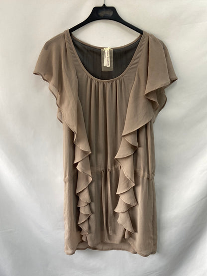 NEKANE.Vestido nude volantes T.m