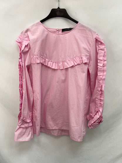 ZARA.Blusa rosa volantes T.s