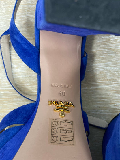 PRADA.Zapatos tacón plataforma azules T.40