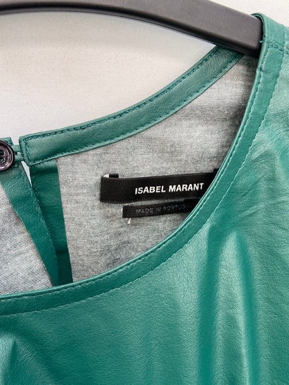 ISABEL MARANT.Top verde efecto piel T. 34