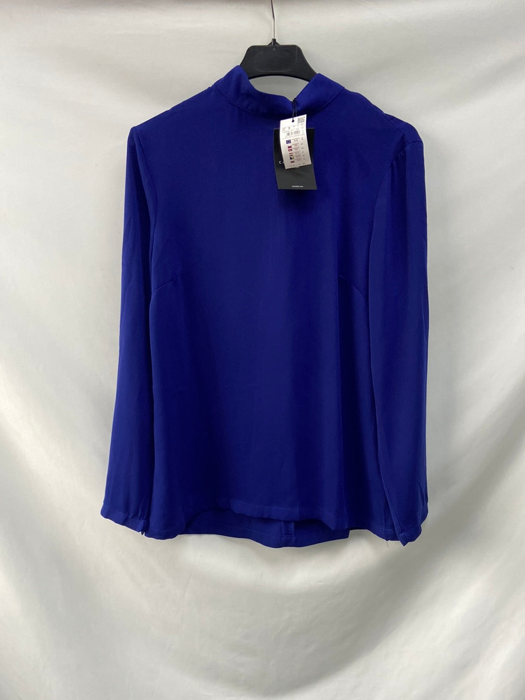 CORTEFIEL.Blusa azul cuello perkins T.s