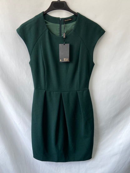 MASSIMO DUTTI.Vestido verde botella T.36