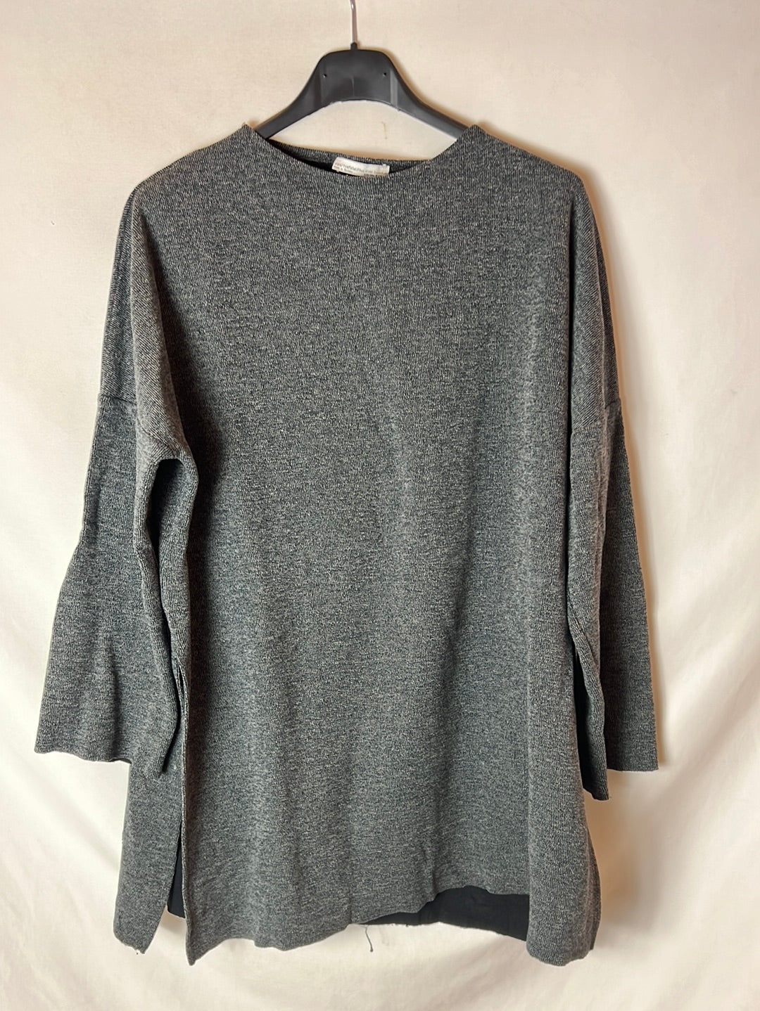 ZARA. Jersey gris aperturas T.s