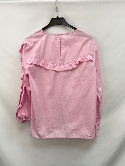 ZARA.Blusa rosa volantes T.s