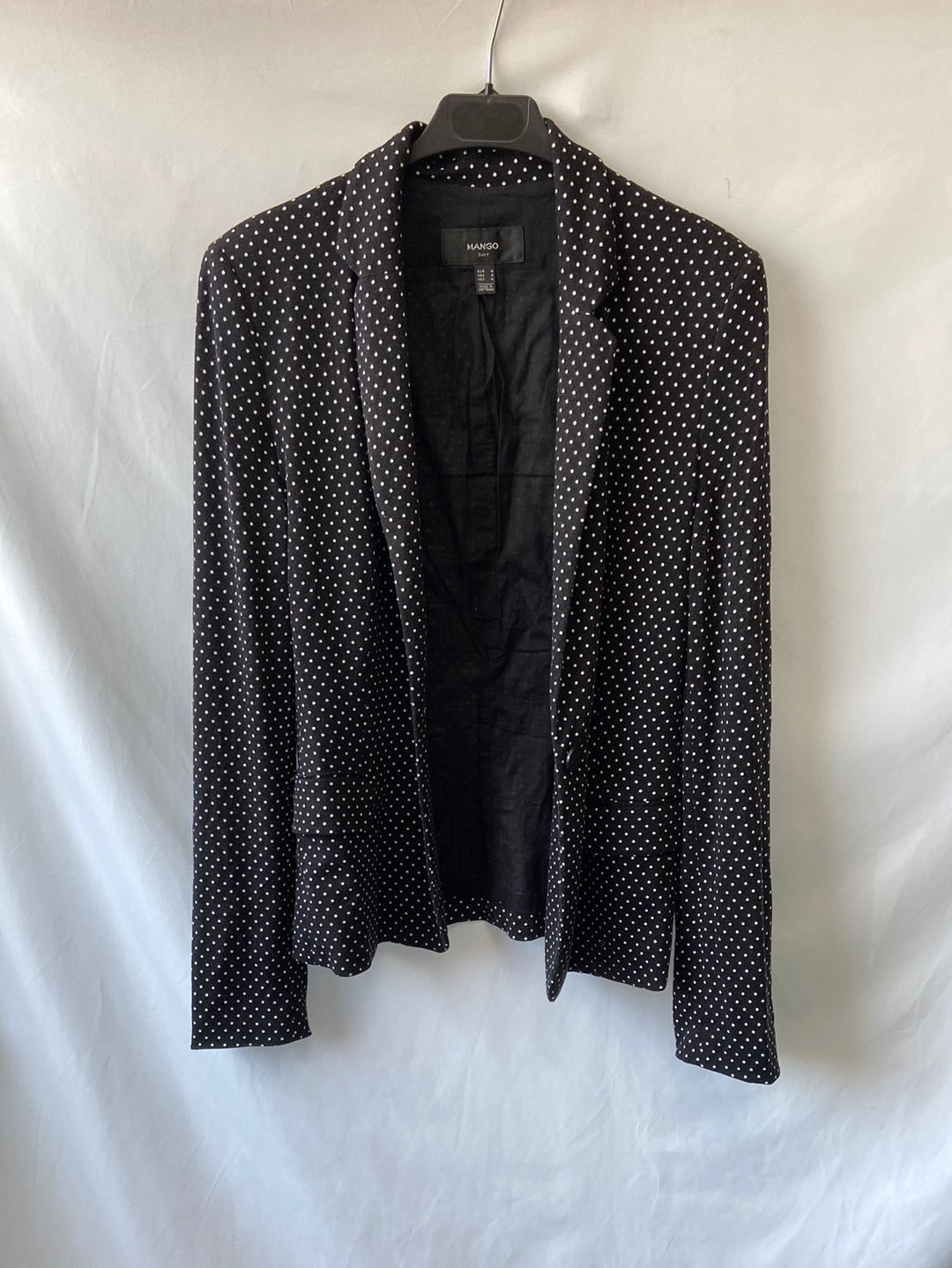 MANGO. Blazer negra lunares T.m