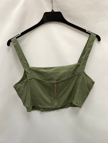 ZAFUL.Croptop Lino verde T.s