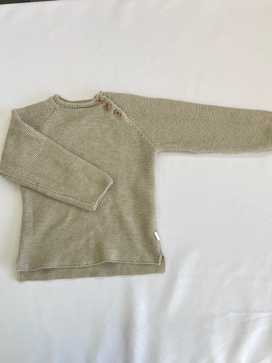 ZARA. Jersey beige oscuro hombro botones T.18/24