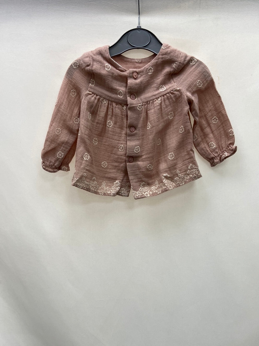 ZARA.Top rosa bordado 1-3 meses