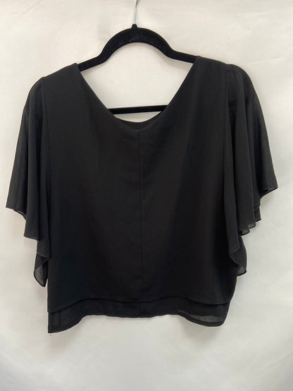 SENSE. Blusa negra volantes TU(m)