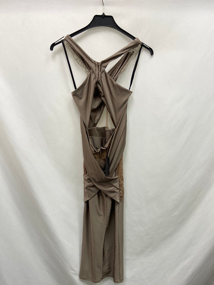 MICHAEL COSTELLO X REVOLVE.Vestido nude satinado T.XXS